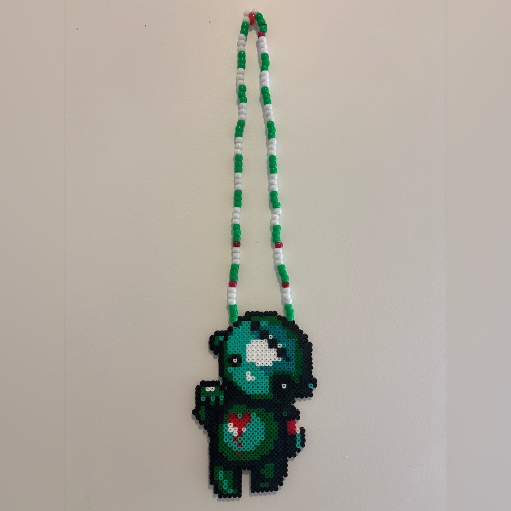 Emo Zombie xD Perler Kandi Necklace Dubstep EDM EDC Rave Handmade